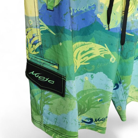 Mojo Gear Fishing Performance Board Shorts Swim Trunk Men Sz 36 - Picture 2 of 16